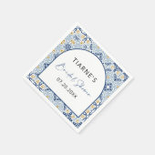 Amalfi Yellow Blue Tile Custom Brautparty Serviette (Ecke)