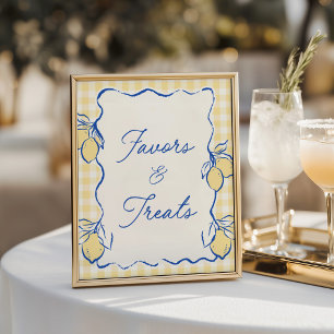 Amalfi-Zitrone Blau & Gelb Favors & Treats Poster