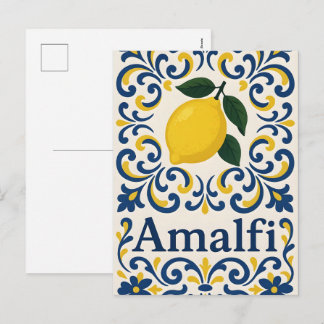 Amalfi-Zitrone – Blau Gelb Weiß Mittelmeer Feiertagspostkarte