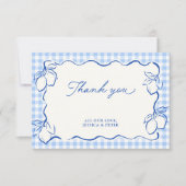 Amalfi-Zitrone Blau Gingham Dankeskarte (Vorderseite)
