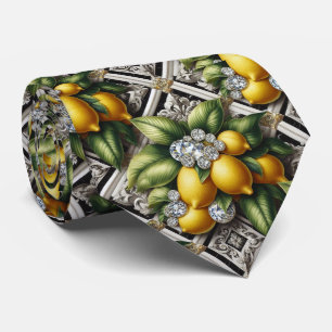 Amalfi-Zitrone Faux-Seide Luxus Art Deco Diamant Krawatte