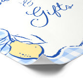 Amalfi-Zitronen-Blau-Gingham-Karten & Geschenke Poster (Ecke)