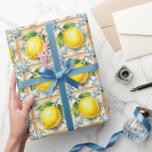Amalfi-Zitronen, Diamanten und mediterrane Fliesen Geschenkpapier