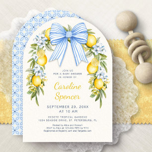 Amalfi-Zitronenbogen-Blumenbogen-Baby-Party Einladung