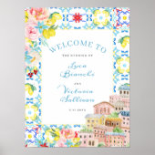 Amalfii Coast Blue Tiles Italienische Hochzeit Emp Poster (Vorne)