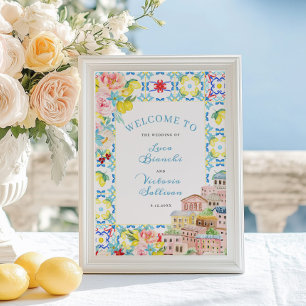 Amalfii Coast Blue Tiles Italienische Hochzeit Emp Poster