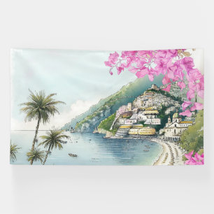 Amalfiküste Aquarell Kunst Druck Banner