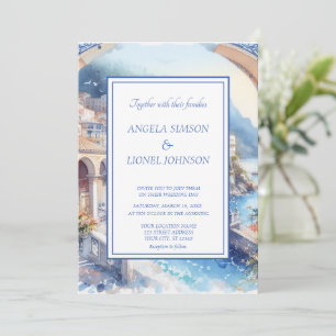 Amalfiküste Blaue Fliesen Italien Personalisiertes Einladung