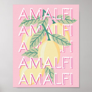 Amalfiküste, Italien, Reisekunst, Preppy, Pink Poster