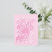 Amalfiküste, Italien, Reisekunst, Preppy, Pink Postkarte (Stehend Vorderseite)