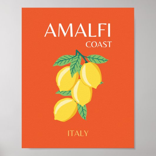 Amalfiküste, Italien, Reisekunst, Retro, Orange Poster (Vorne)
