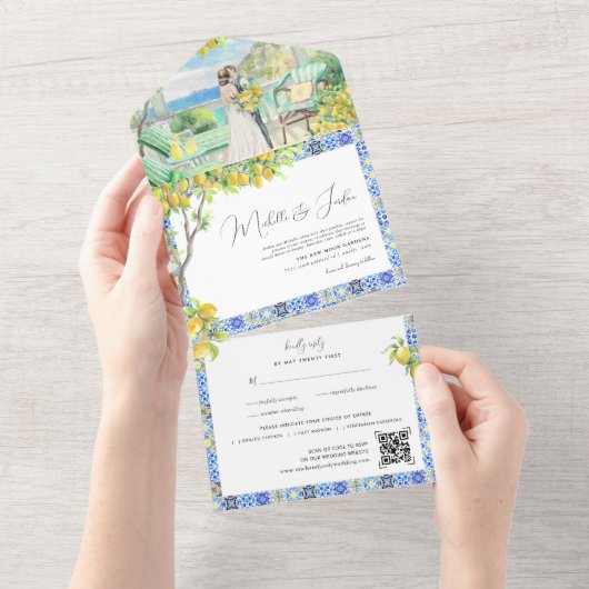 Amalfiküste | mediterrane Hochzeiten All In One Einladung (Abreißen)
