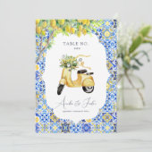 Amalfiküste | Mediterranean Lemon Tiles Wedding Einladung (Stehend Vorderseite)