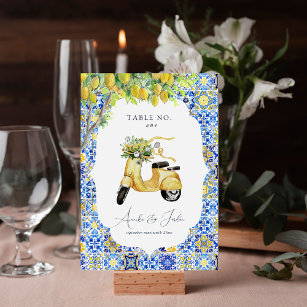 Amalfiküste   Mediterranean Lemon Tiles Wedding Tischnummer