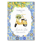 Amalfiküste | Mediterranean Lemon Tiles Wedding Tischnummer (Rückseite)