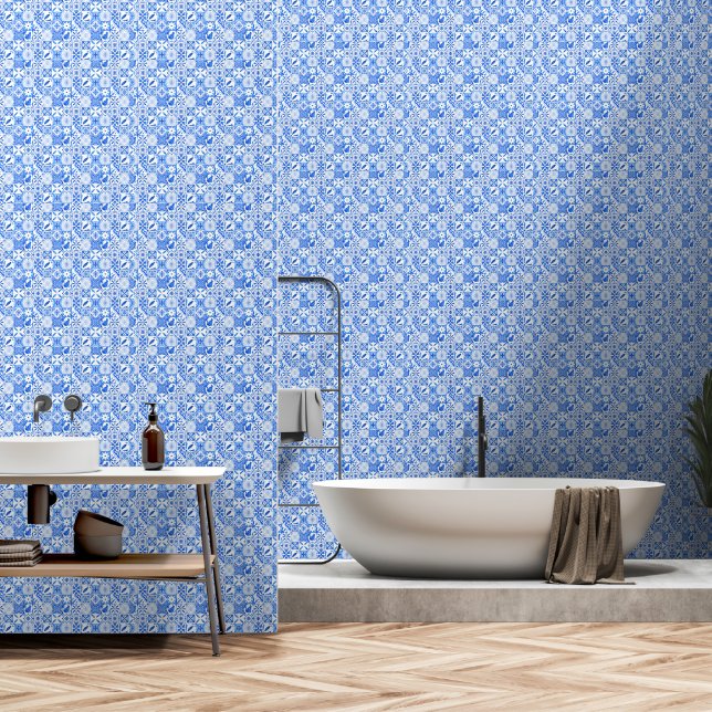 Amalfiküste | Mediterranes blaues Spanisches Tal Tapete (Badezimmer)