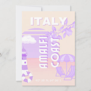 Amalfiküste, Reisekunst, Preppy Travel, Pastell Feiertagskarte