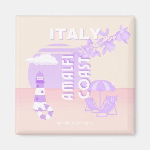 Amalfiküste, Reisekunst, Preppy Travel, Pastell Magnet