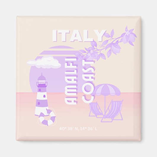 Amalfiküste, Reisekunst, Preppy Travel, Pastell Magnet (Vorne)