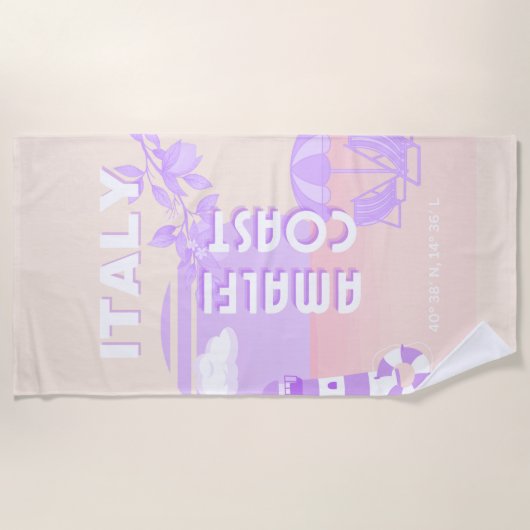 Amalfiküste, Reisekunst, Preppy Travel, Pastell Strandtuch (Vorderseite)