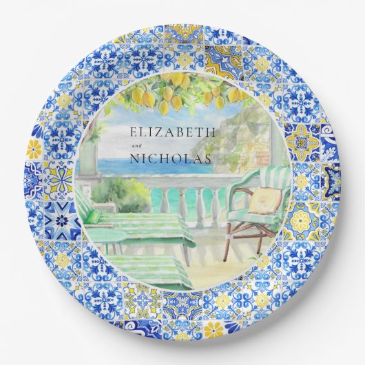 Amalfiküste | Tiles aus Lemon Pappteller (Vorderseite)