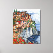 Amalfiküste Wasserfarbe Italien Szene Leinwanddruck (Vorderseite)