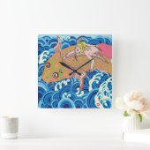 Amami ein Mädchen. Quadratische Wanduhr (Zuhause)