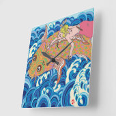 Amami ein Mädchen. Quadratische Wanduhr (Winkel)