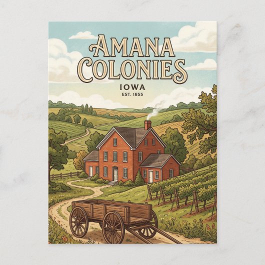 Amana-Kolonien Postkarte (Vorderseite)