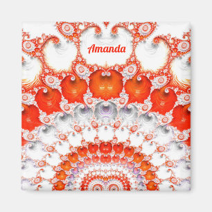 AMANDA ~ Abstraktes Muster ~ Red Orange White~ Magnet