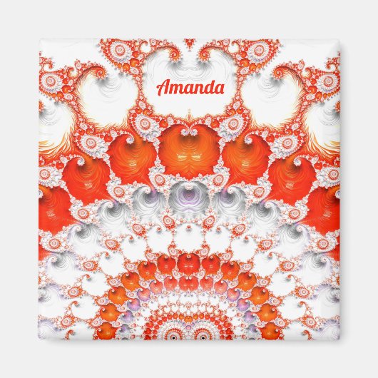 AMANDA ~ Abstraktes Muster ~ Red Orange White~ Magnet (Vorne)