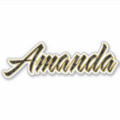 Amanda black gold Lettering Aufkleber Sticker (Vorderseite)