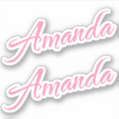 Amanda Decorative Name in Rosa x2 Aufkleber (Vorderseite)