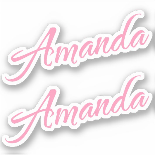 Amanda Decorative Name in Rosa x2 Aufkleber (Vorderseite)