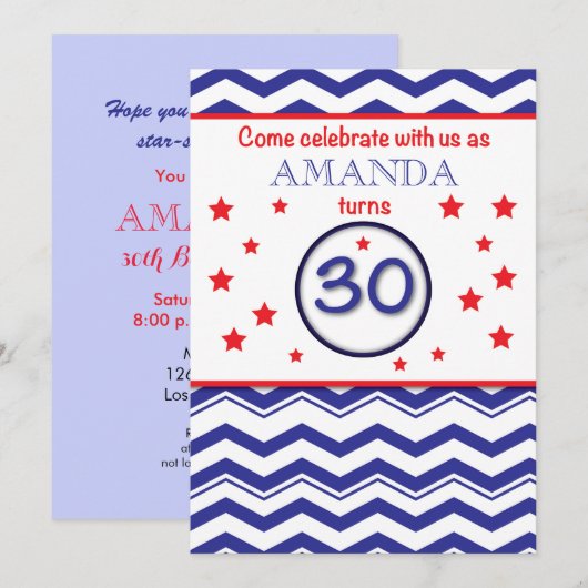 Amanda, Einladung Custom, Personalisierter Name 30 (Vorne/Hinten)