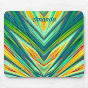 AMANDA ~ Green Yellow Red Orange Fraktal Pattern Mousepad