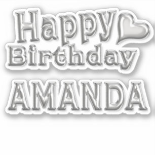 Amanda Happy Birthday silver Aufkleber Sticker