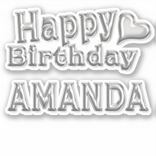 Amanda Happy Birthday silver Aufkleber Sticker (Vorderseite)