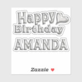 Amanda Happy Birthday silver Aufkleber Sticker (Blatt)