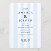 Amanda & Jordan Elegant Blue Vertical Ceremony Programm (Vorderseite)
