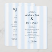 Amanda & Jordan Elegant Blue Vertical Ceremony Programm (Vorne/Hinten)