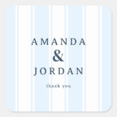 Amanda & Jordan Minimalist Blue Stripes Quadratischer Aufkleber (Vorderseite)