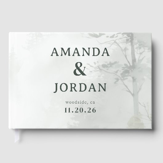 Amanda & Jordan Serene White Minimalist Gästebuch (Vorderseite)