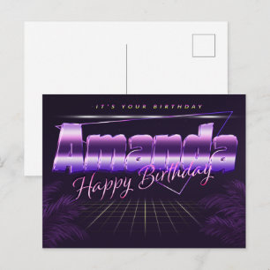 Amanda Name Vorname lila Postkarte Geburtstag