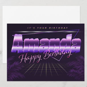 Amanda Name Vorname lila retro Karte Geburtstag
