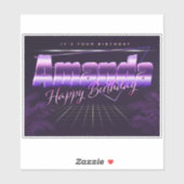 Amanda Name Vorname lila retro Sticker Geburtstag (Blatt)