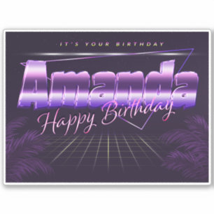 Amanda Name Vorname lila retro Sticker Geburtstag
