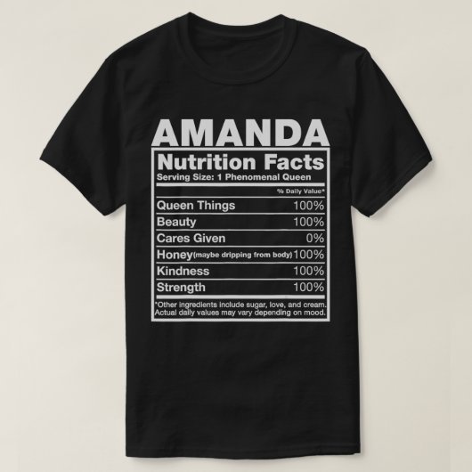 Amanda Nutrition Facts T Amanda Name Birthday sant T-Shirt (Design vorne)