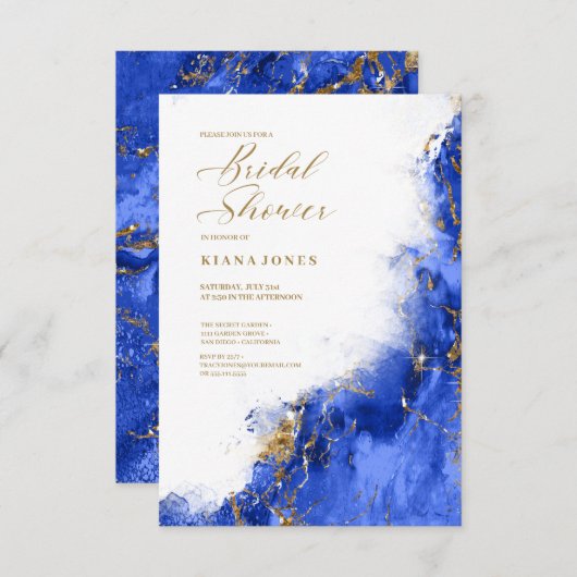 Amanda Piszczek Marble Glitzer Lt Royal Blue ID644 Einladung (Vorne/Hinten)