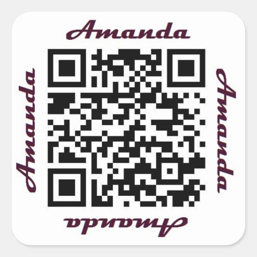 Amanda QR Code Personalisiert NAME Aufkleber (Vorderseite)
